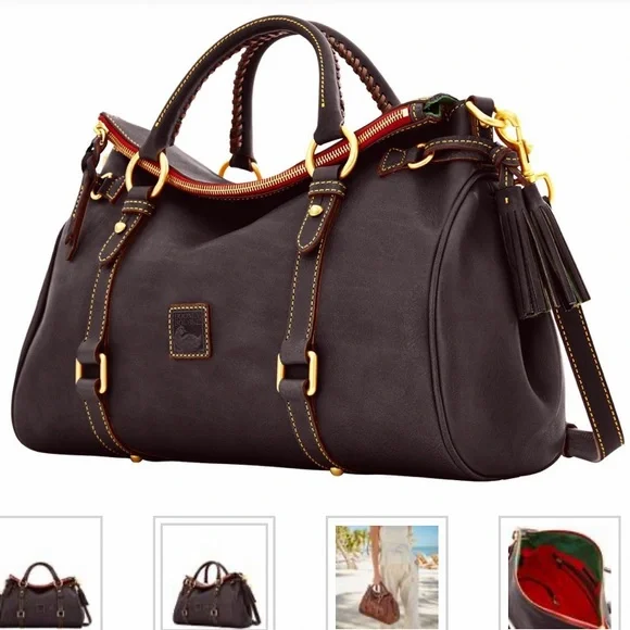 Dooney & Bourke Florentine Large Leather Satchel Dark Brown - Picture 2 of 15